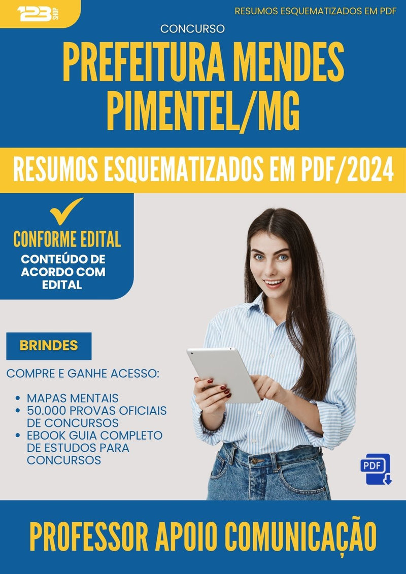 Resumos Esquematizados para Concurso Professor Apoio Comunicacao da Prefeitura Mendes Pimentel Mg 2025 - Conteúdo de Acordo com Edital