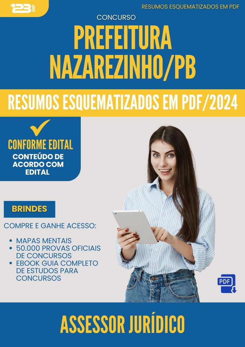 Resumos Esquematizados para Concurso Assessor Juridico da Prefeitura Nazarezinho Pb 2025 - Conteúdo de Acordo com Edital