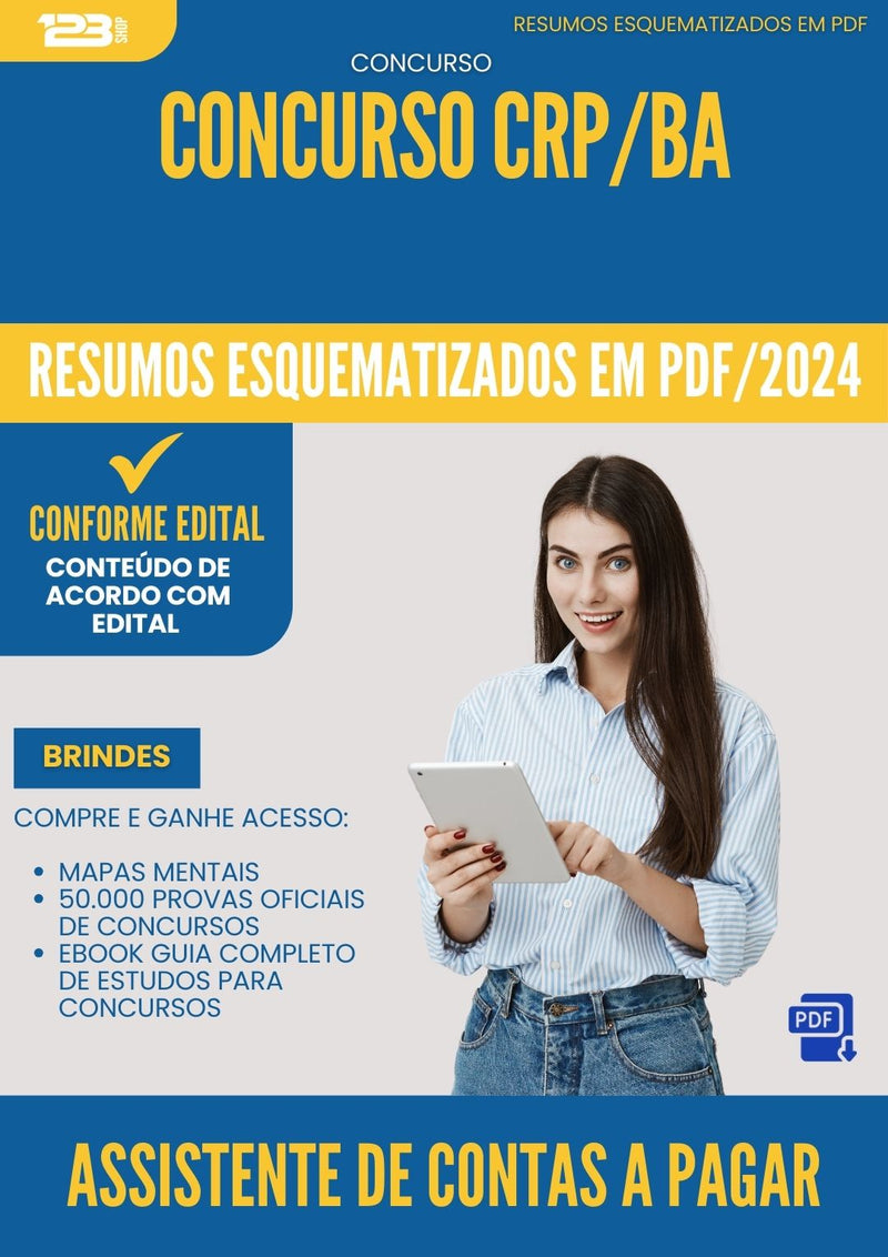 Resumos Esquematizados para Concurso Assistente De Contas A Pagar Crp Ba 2025 - Conteúdo de Acordo com Edital