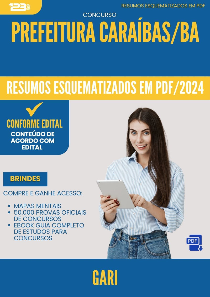 Resumos Esquematizados para Concurso Gari da Prefeitura Caraibas Ba 2024 - Conteúdo de Acordo com Edital