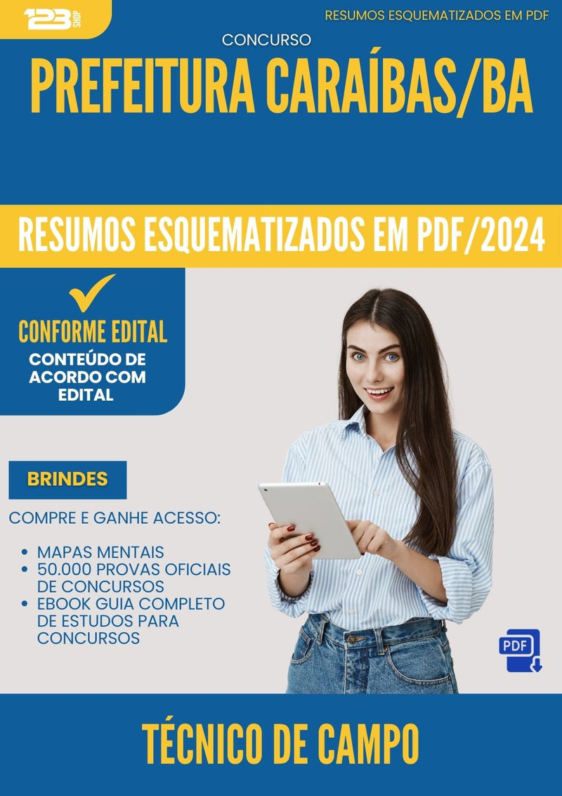 Resumos Esquematizados para Concurso Tecnico De Campo da Prefeitura Caraibas Ba 2024 - Conteúdo de Acordo com Edital