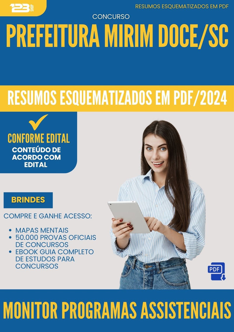 Resumos Esquematizados para Concurso Monitor Programas Assistenciais da Prefeitura Mirim Doce Sc 2024 - Conteúdo de Acordo com Edital