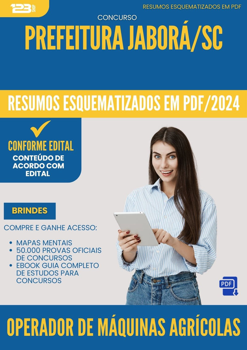 Resumos Esquematizados para Concurso Operador De Maquinas Agricolas da Prefeitura Jabora Sc 2024 - Conteúdo de Acordo com Edital