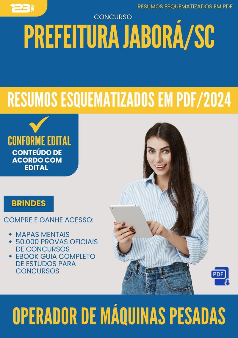 Resumos Esquematizados para Concurso Operador De Maquinas Pesadas da Prefeitura Jabora Sc 2024 - Conteúdo de Acordo com Edital