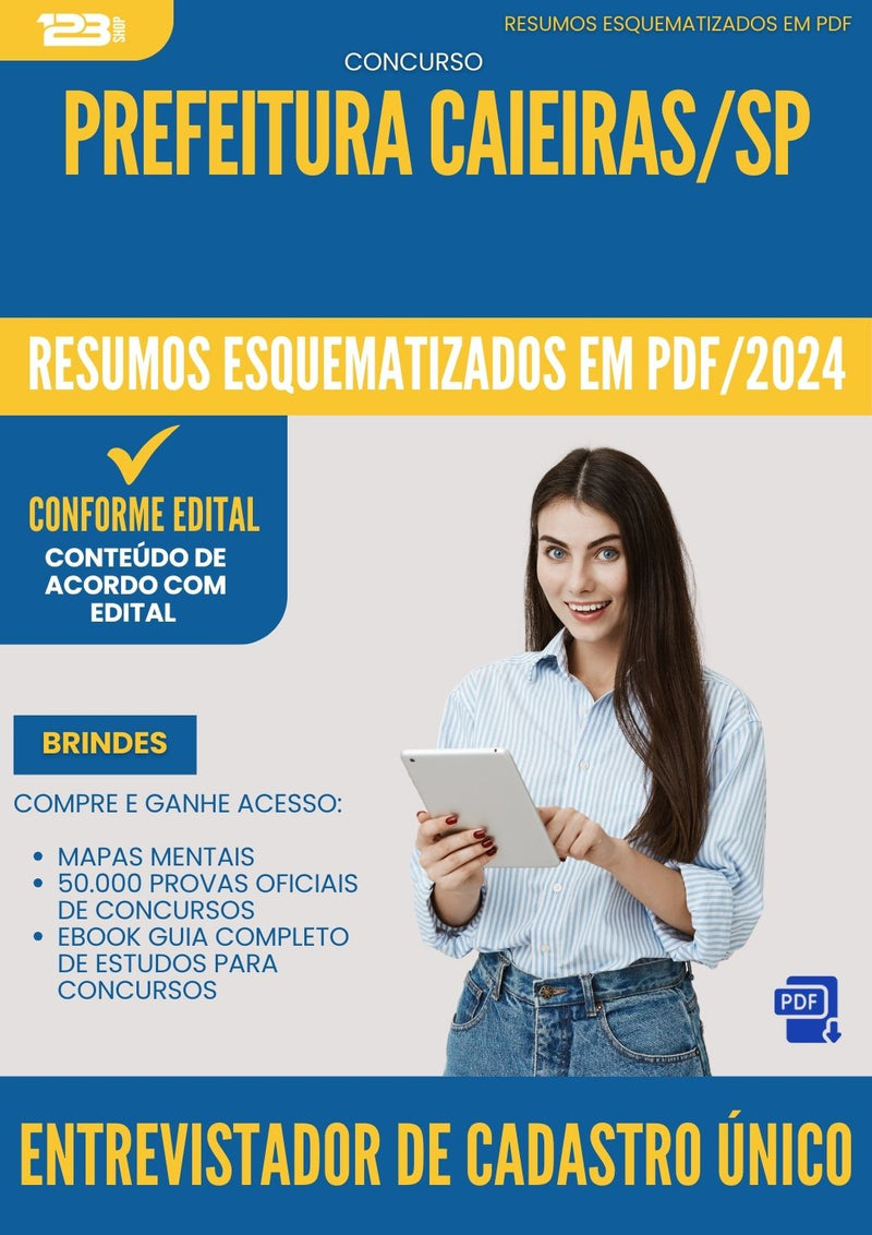 Resumos Esquematizados para Concurso Entrevistador De Cadastro Unico da Prefeitura Caieiras Sp 2024 - Conteúdo de Acordo com Edital