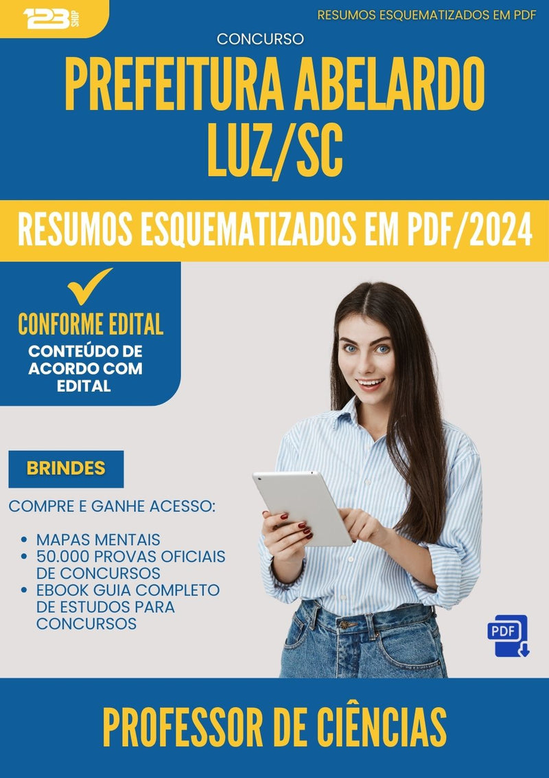 Resumos Esquematizados para Concurso Professor De Ciencias da Prefeitura Abelardo Luz Sc 2024 - Conteúdo de Acordo com Edital