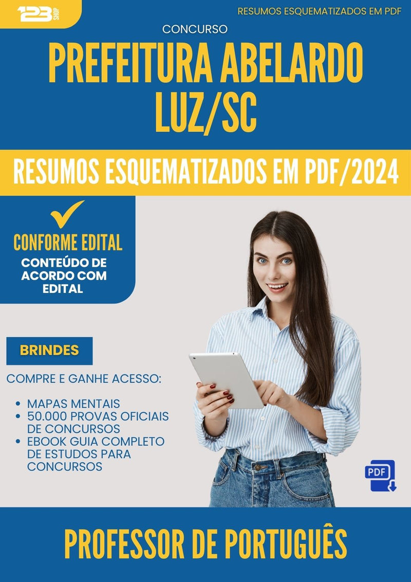 Resumos Esquematizados para Concurso Professor De Portugues da Prefeitura Abelardo Luz Sc 2024 - Conteúdo de Acordo com Edital