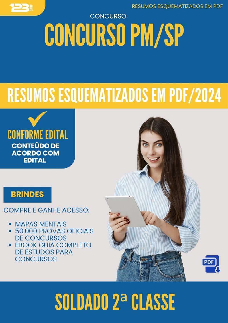 Resumos Esquematizados para Concurso Soldado 2A Classe Pm Sp 2024 - Conteúdo de Acordo com Edital