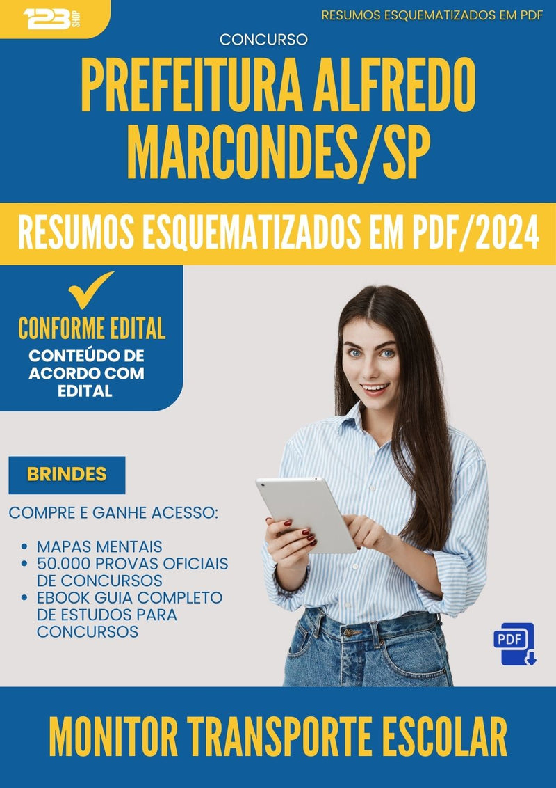 Resumos Esquematizados para Concurso Monitor Transporte Escolar da Prefeitura Alfredo Marcondes Sp 2024 - Conteúdo de Acordo com Edital