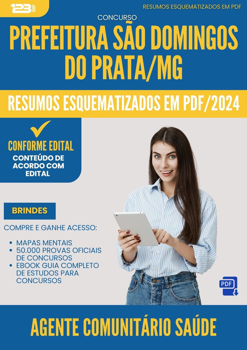 Resumos Esquematizados para Concurso Agente Comunitario Saude Sao Domingos Do da Prefeitura Prata Mg 2025 - Conteúdo de Acordo com Edital