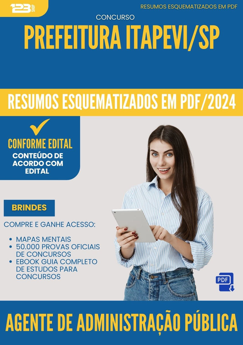 Resumos Esquematizados para Concurso Agente De Administracao Publica da Prefeitura Itapevi Sp 2025 - Conteúdo de Acordo com Edital