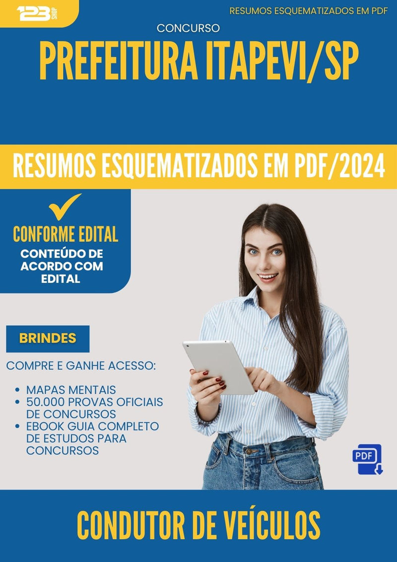 Resumos Esquematizados para Concurso Condutor De Veiculos da Prefeitura Itapevi Sp 2025 - Conteúdo de Acordo com Edital
