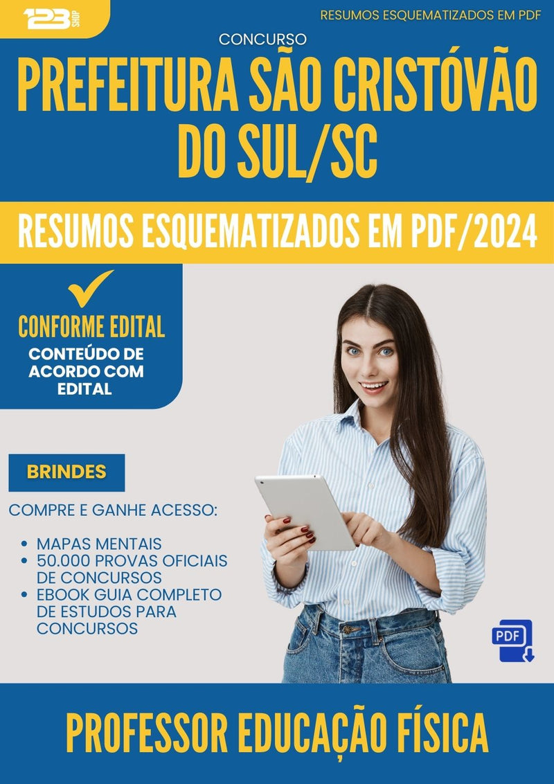 Resumos Esquematizados para Concurso Professor Educacao Fisica da Prefeitura Sao Cristovao Do Sul Sc 2024 - Conteúdo de Acordo com Edital
