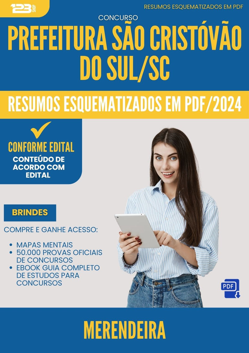 Resumos Esquematizados para Concurso Merendeira da Prefeitura Sao Cristovao Do Sul Sc 2024 - Conteúdo de Acordo com Edital