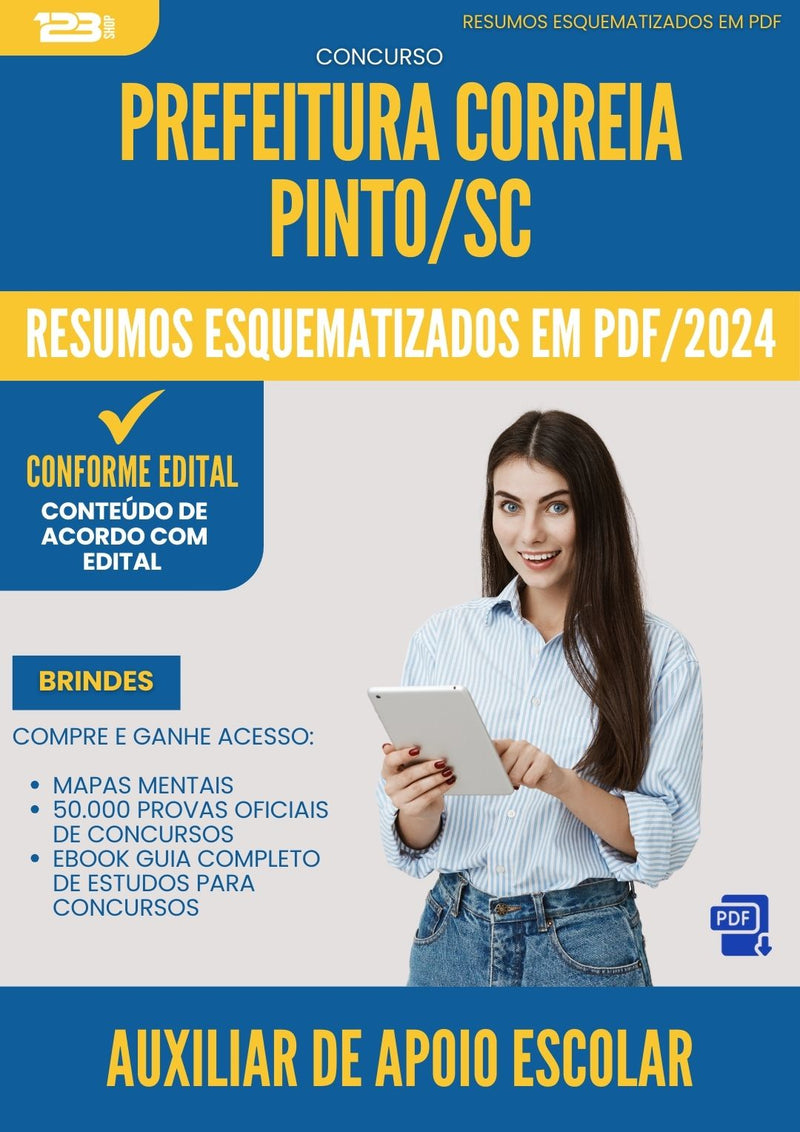 Resumos Esquematizados para Concurso Auxiliar De Apoio Escolar da Prefeitura Correia Pinto Sc 2024 - Conteúdo de Acordo com Edital