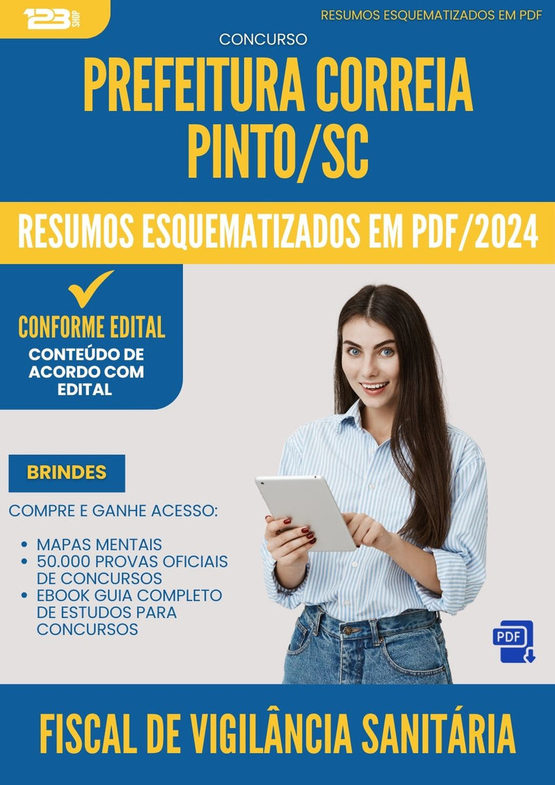 Resumos Esquematizados para Concurso Fiscal De Vigilancia Sanitaria da Prefeitura Correia Pinto Sc 2024 - Conteúdo de Acordo com Edital