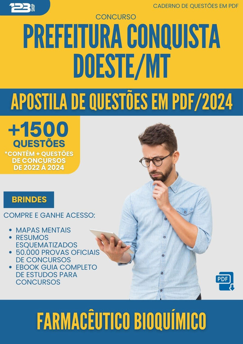 Apostila de Questões para Concurso Farmaceutico Bioquimico da Prefeitura Conquista Doeste Mt 2025 - Mais de 1.500 Questões