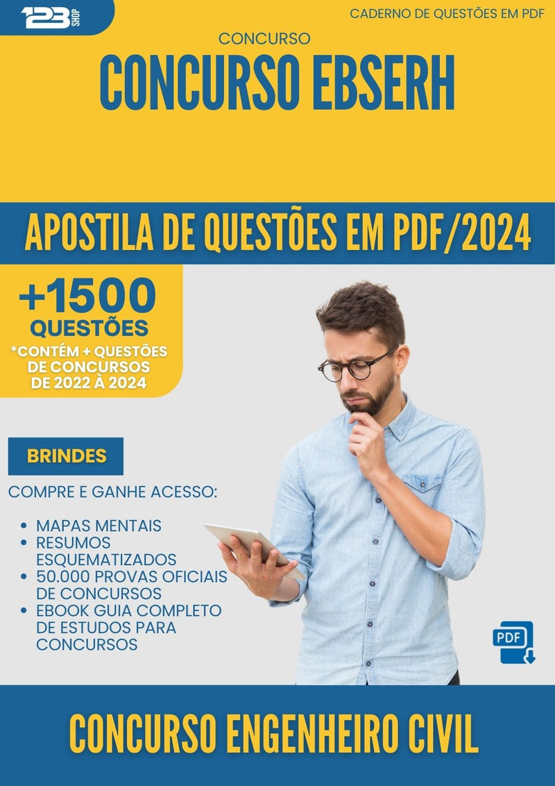 Apostila de Questões para Concurso Engenheiro Civil Ebserh 2025 - Mais de 1.500 Questões