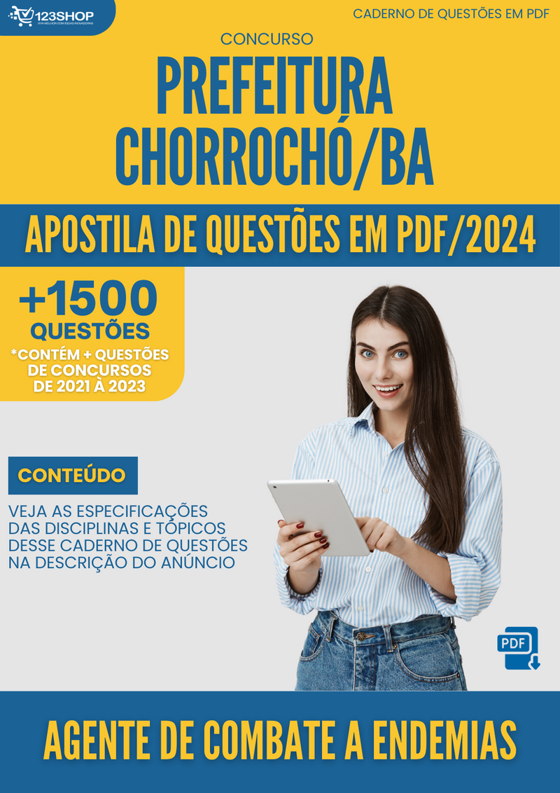 Apostila de Questões para Concurso Prefeitura Chorrochó BA 2024 Agente Combate Endemias - Mais de 1.500 Questões | loja123shop