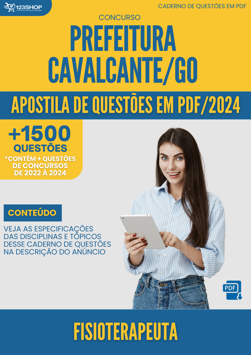 Apostila de Questões para Concurso Prefeitura Cavalcante GO 2024 Fisioterapeuta - Mais de 1.500 Questões | loja123shop