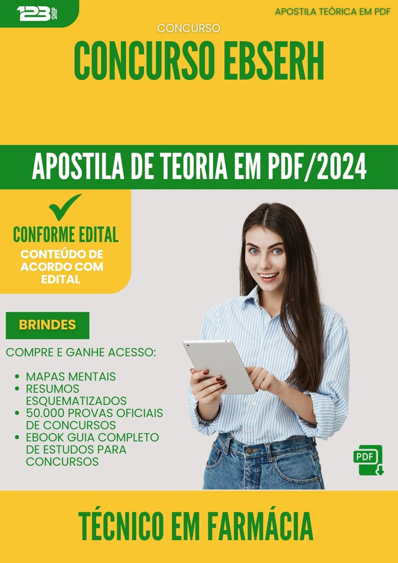 Apostila Teórica para Concurso Tecnico Em Farmacia Ebserh 2025 - Conteúdo de Acordo com Edital