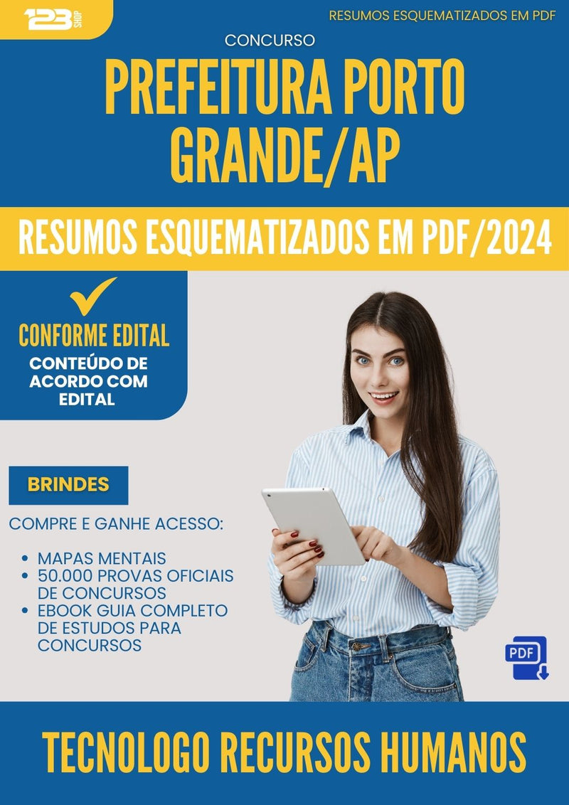 Resumos Esquematizados para Concurso Tecnologo Recursos Humanos da Prefeitura Porto Grande Ap 2025 - Conteúdo de Acordo com Edital