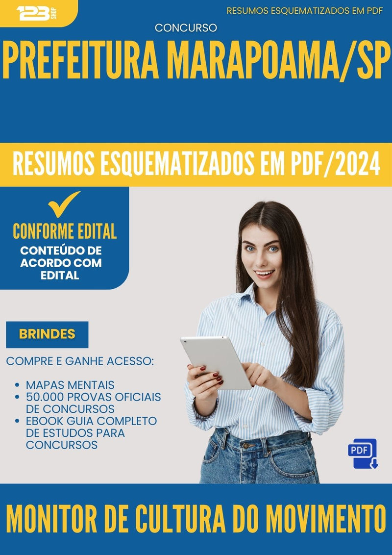 Resumos Esquematizados para Concurso Monitor De Cultura Do Movimento da Prefeitura Marapoama Sp 2025 - Conteúdo de Acordo com Edital