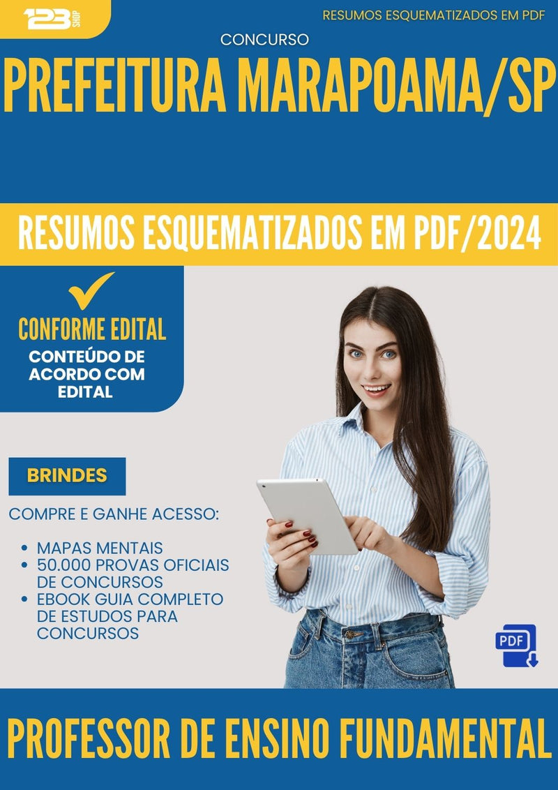 Resumos Esquematizados para Concurso Professor De Ensino Fundamental da Prefeitura Marapoama Sp 2025 - Conteúdo de Acordo com Edital