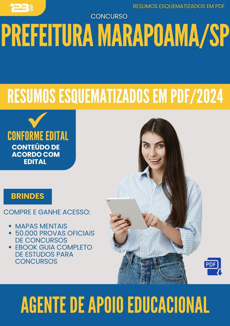 Resumos Esquematizados para Concurso Agente De Apoio Educacional da Prefeitura Marapoama Sp 2025 - Conteúdo de Acordo com Edital
