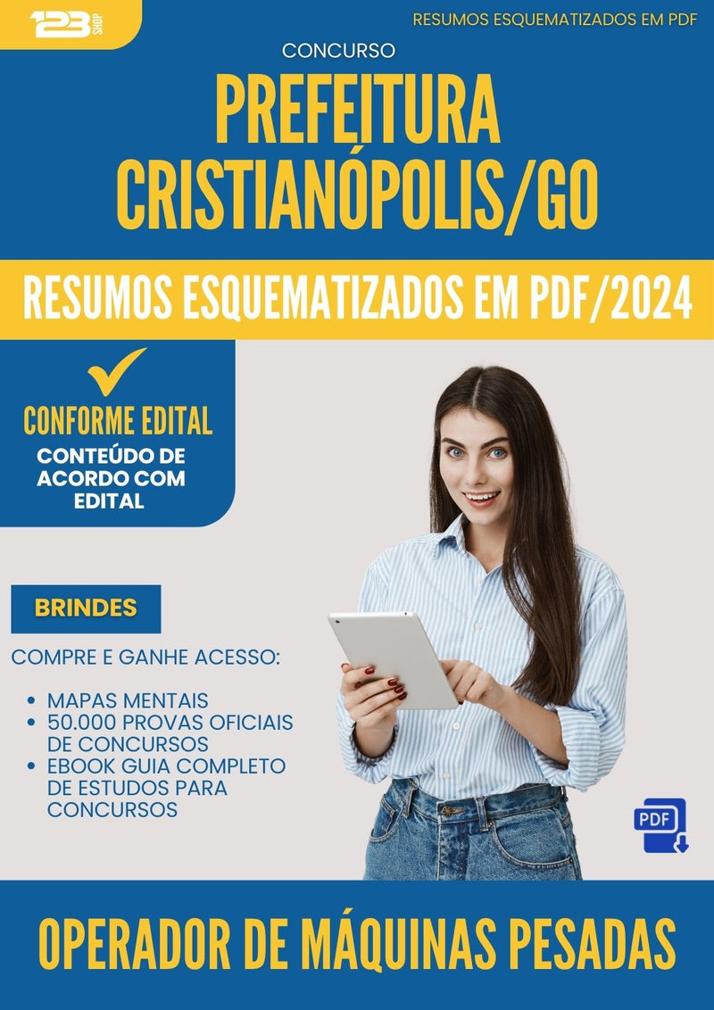Resumos Esquematizados para Concurso Operador De Maquinas Pesadas da Prefeitura Cristianopolis Go 2025 - Conteúdo de Acordo com Edital