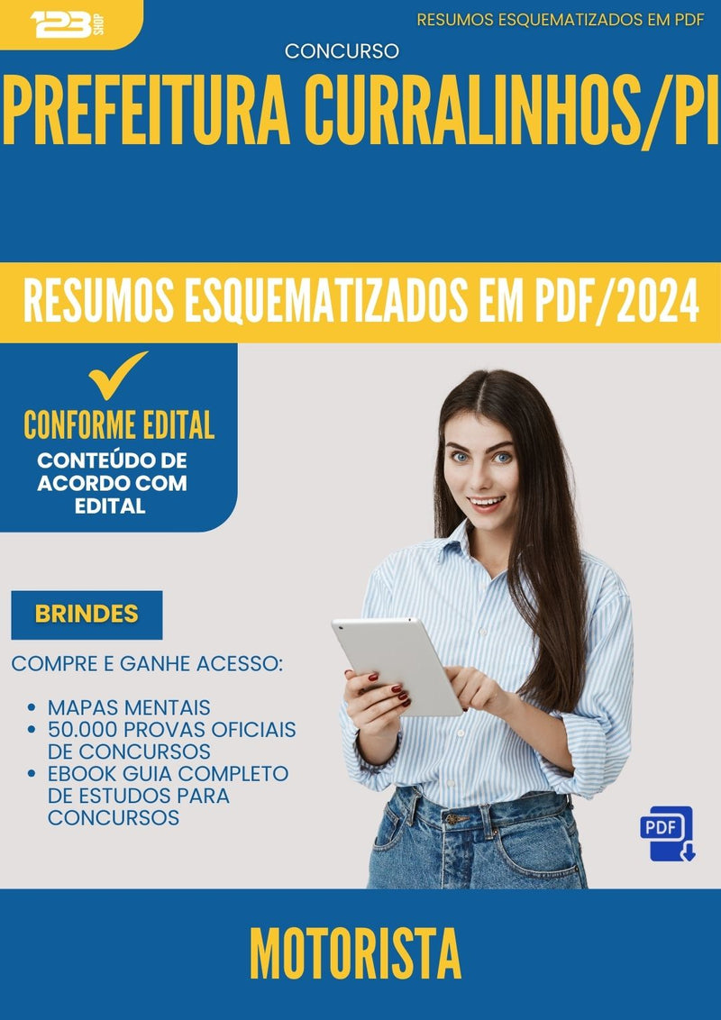 Resumos Esquematizados para Concurso Motorista da Prefeitura Curralinhos Pi 2025 - Conteúdo de Acordo com Edital