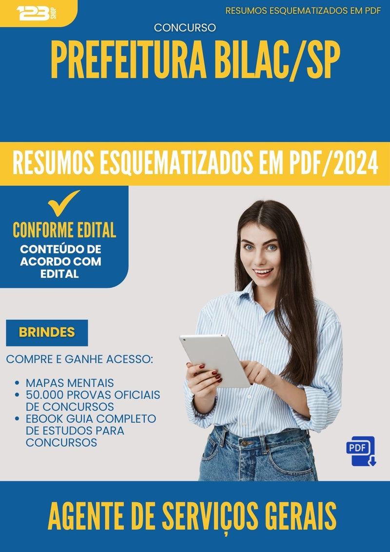 Resumos Esquematizados para Concurso Agente De Servicos Gerais da Prefeitura Bilac Sp 2025 - Conteúdo de Acordo com Edital