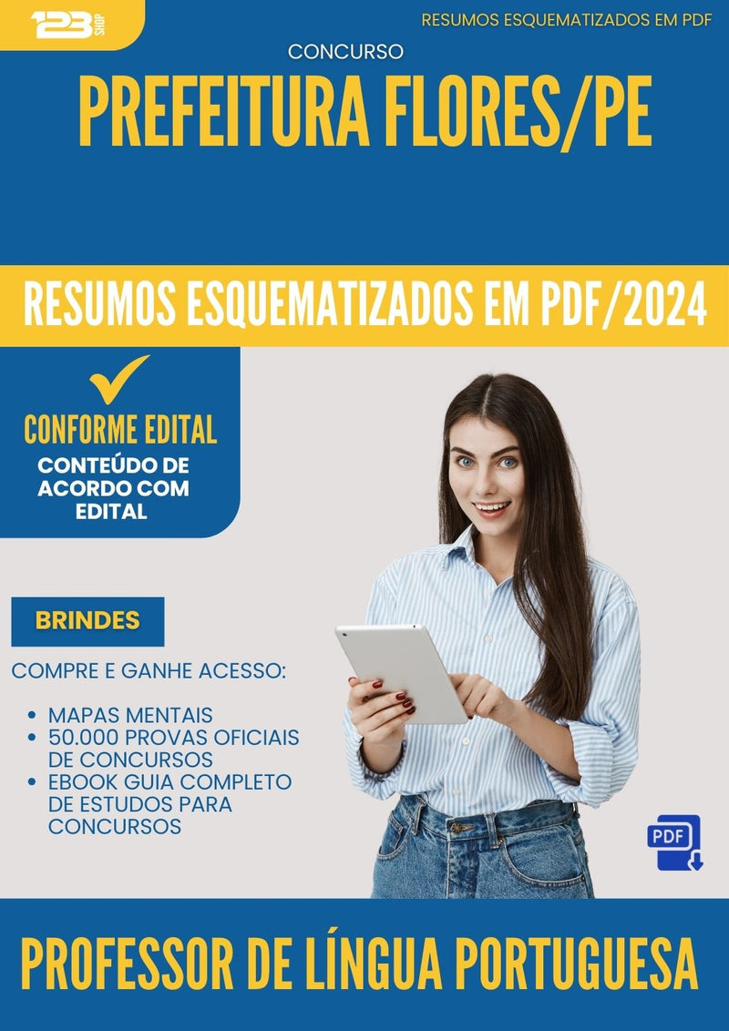 Resumos Esquematizados para Concurso Professor De Lingua Portuguesa da Prefeitura Flores Pe 2025 - Conteúdo de Acordo com Edital