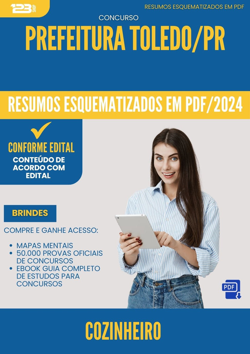 Resumos Esquematizados para Concurso Cozinheiro da Prefeitura Toledo Pr 2025 - Conteúdo de Acordo com Edital