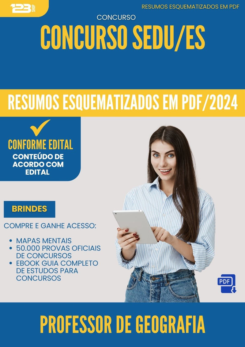 Resumos Esquematizados para Concurso Professor De Geografia Sedu Es 2025 - Conteúdo de Acordo com Edital