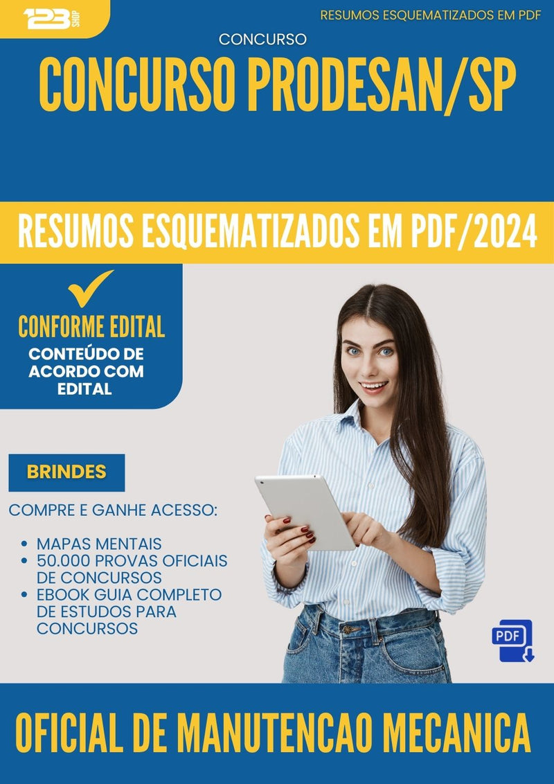 Resumos Esquematizados para Concurso Oficial De Manutencao Mecanica Prodesan Sp 2025 - Conteúdo de Acordo com Edital