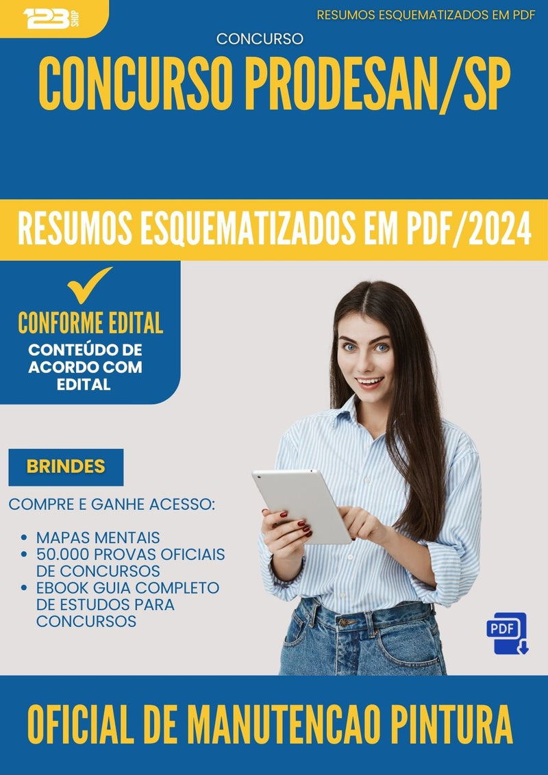 Resumos Esquematizados para Concurso Oficial De Manutencao Pintura Prodesan Sp 2025 - Conteúdo de Acordo com Edital
