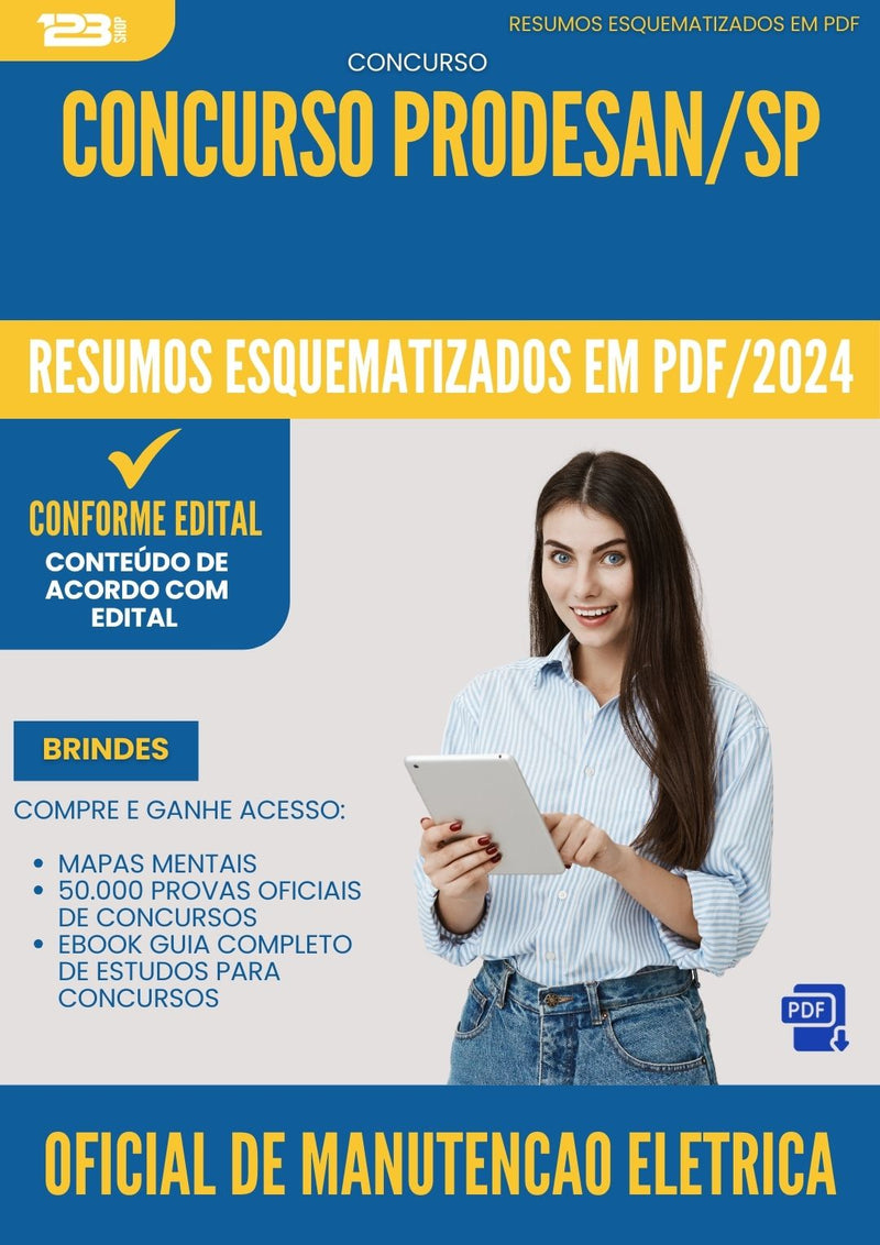 Resumos Esquematizados para Concurso Oficial De Manutencao Eletrica Autos Prodesan Sp 2025 - Conteúdo de Acordo com Edital