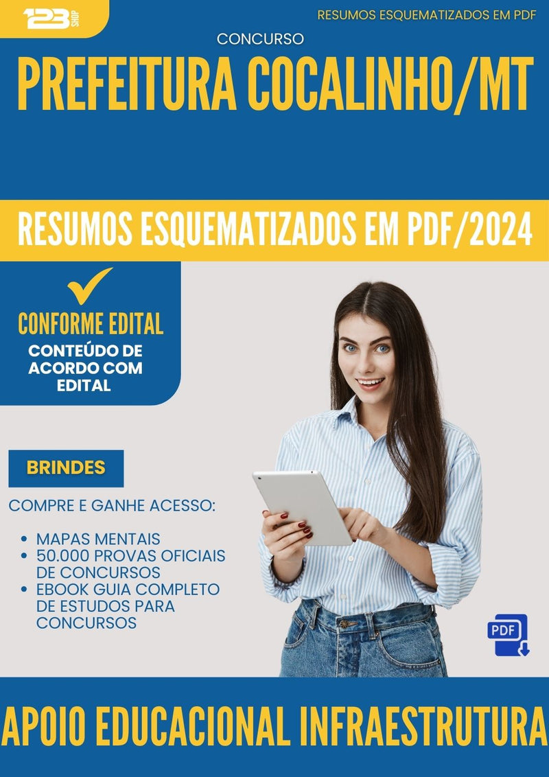 Resumos Esquematizados para Concurso Apoio Educacional Infraestrutura da Prefeitura Cocalinho Mt 2025 - Conteúdo de Acordo com Edital
