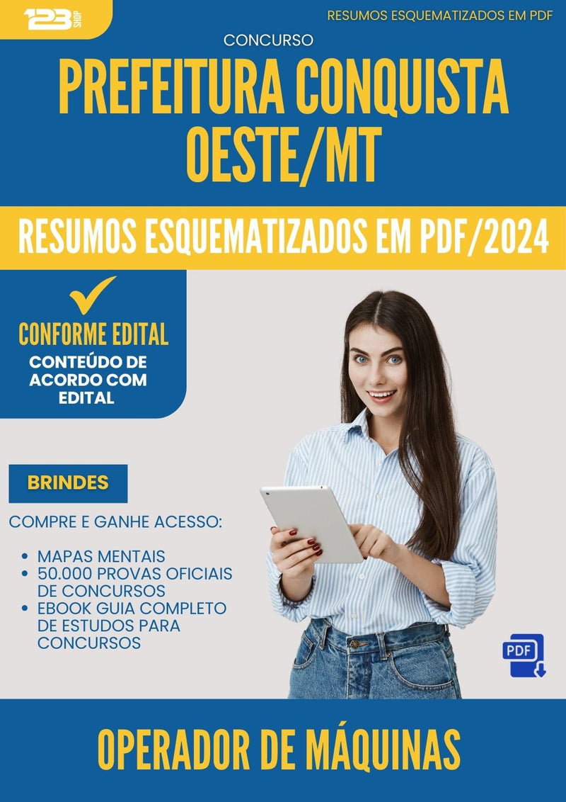 Resumos Esquematizados para Concurso Operador De Maquinas da Prefeitura Conquista Doeste Mt 2025 - Conteúdo de Acordo com Edital