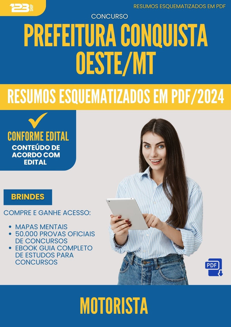 Resumos Esquematizados para Concurso Motorista da Prefeitura Conquista Doeste Mt 2025 - Conteúdo de Acordo com Edital