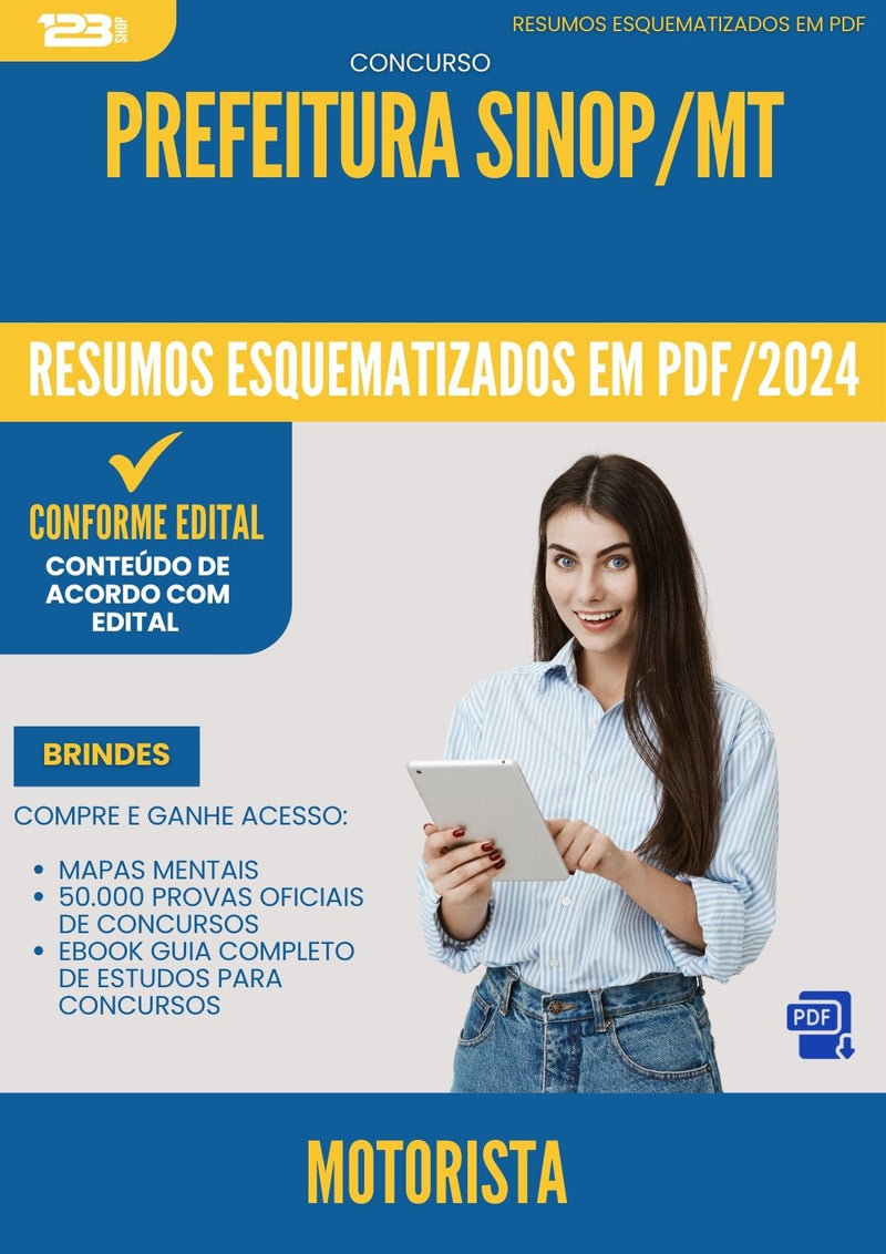 Resumos Esquematizados para Concurso Motorista da Prefeitura Sinop Mt 2025 - Conteúdo de Acordo com Edital
