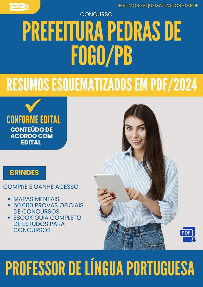 Resumos Esquematizados para Concurso Professor De Lingua Portuguesa da Prefeitura Pedras De Fogo Pb 2025 - Conteúdo de Acordo com Edital