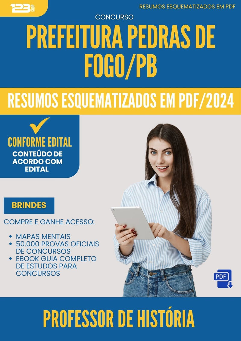 Resumos Esquematizados para Concurso Professor De Historia da Prefeitura Pedras De Fogo Pb 2025 - Conteúdo de Acordo com Edital