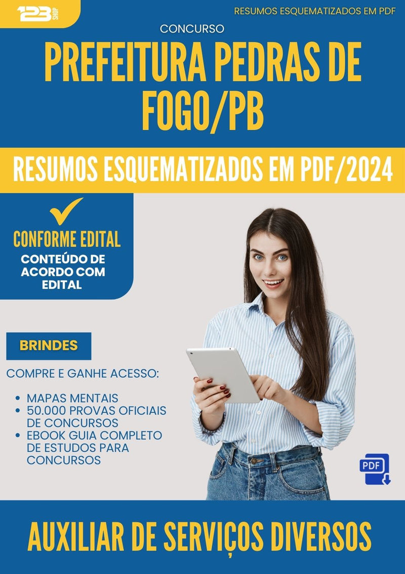 Resumos Esquematizados para Concurso Auxiliar De Servicos Diversos da Prefeitura Pedras De Fogo Pb 2025 - Conteúdo de Acordo com Edital