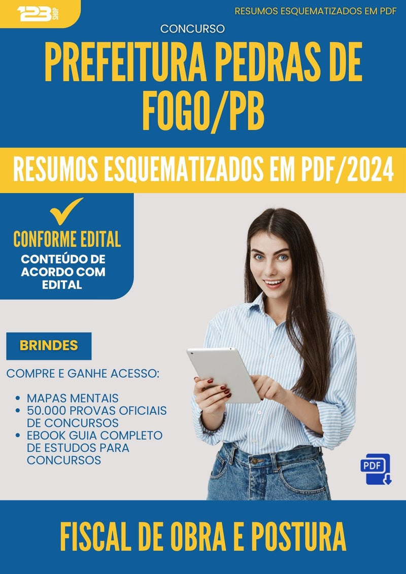 Resumos Esquematizados para Concurso Fiscal De Obra E Postura da Prefeitura Pedras De Fogo Pb 2025 - Conteúdo de Acordo com Edital