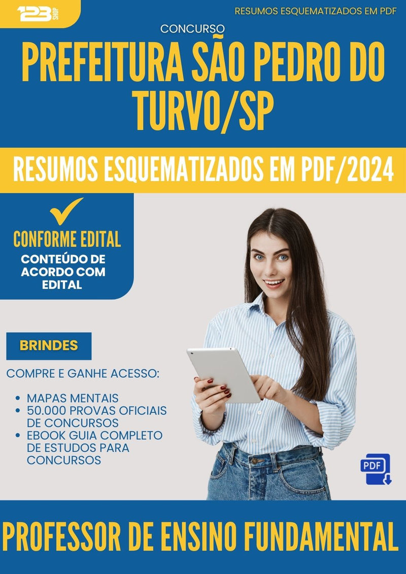 Resumos Esquematizados para Concurso Professor De Ensino Fundamental da Prefeitura Sao Pedro Do Turvo Sp 2025 - Conteúdo de Acordo com Edital
