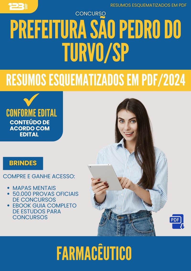 Resumos Esquematizados para Concurso Farmaceutico da Prefeitura Sao Pedro Do Turvo Sp 2025 - Conteúdo de Acordo com Edital