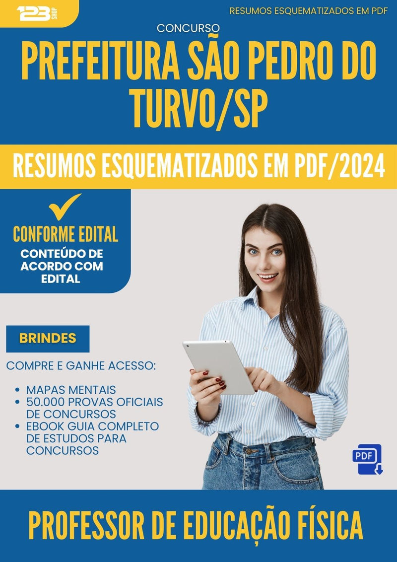 Resumos Esquematizados para Concurso Professor Educacao Fisica da Prefeitura Sao Pedro Do Turvo Sp 2025 - Conteúdo de Acordo com Edital