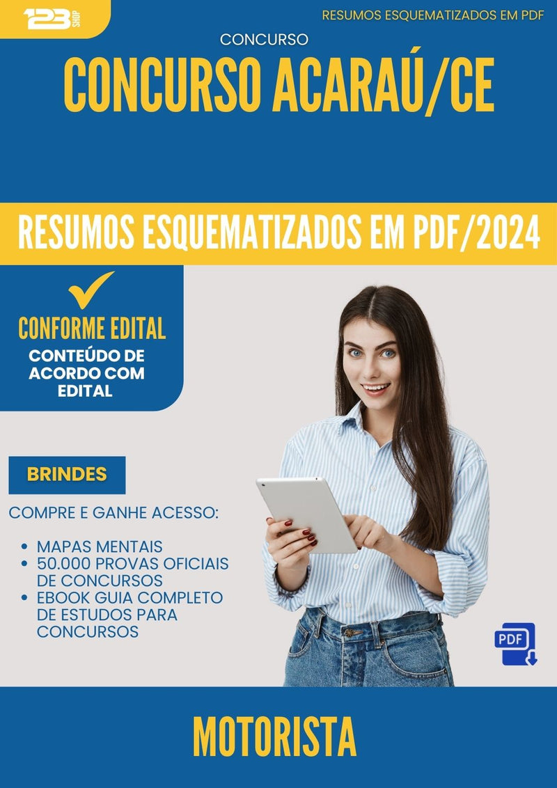 Resumos Esquematizados para Concurso Motorista da Prefeitura Acarau Ce 2025 - Conteúdo de Acordo com Edital
